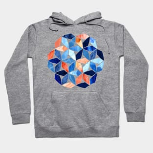 Mosaic Marble Blues & Rustic Reds Hoodie